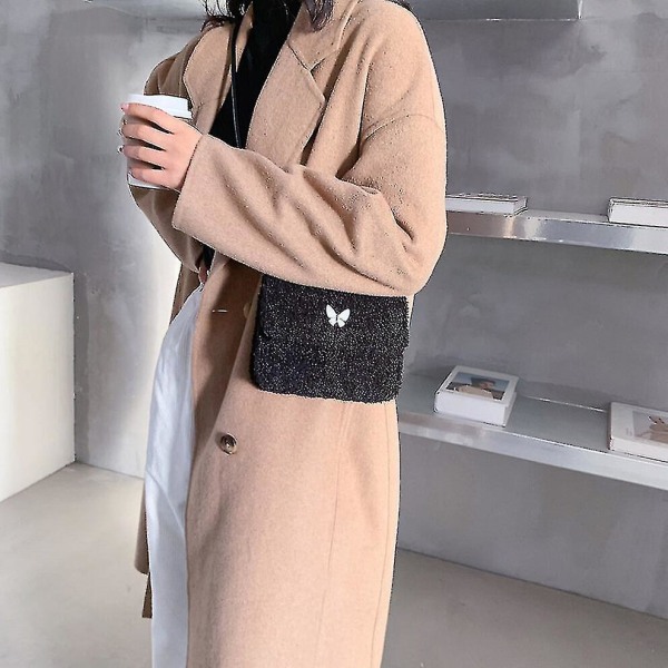 Axelväska Dam Handväskor Fleece Väska Mode Nål