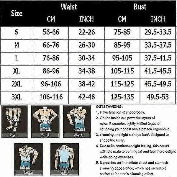 Herre Body Shaper Slankende Mage Vest Termisk Kompresjonsskjorter Ermeløs Tank Top Blue 3XL
