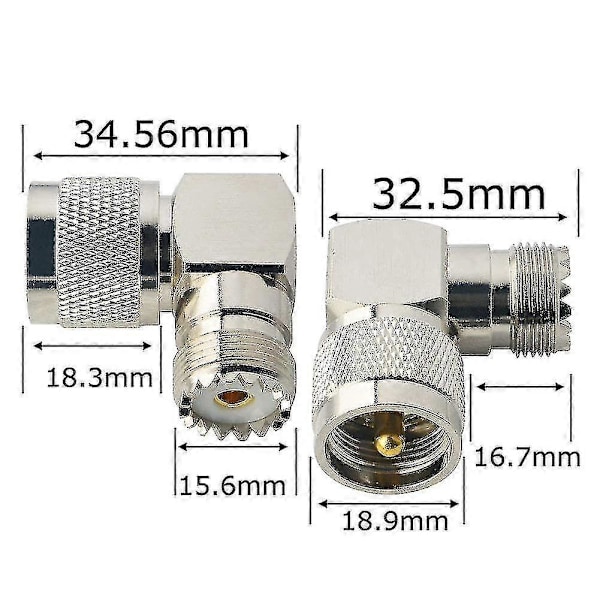 UHF Han til UHF Hun Connector SO239 Connector PL259 Retvinklet Vinklet PL259 Connector UHF Stik UHF 90