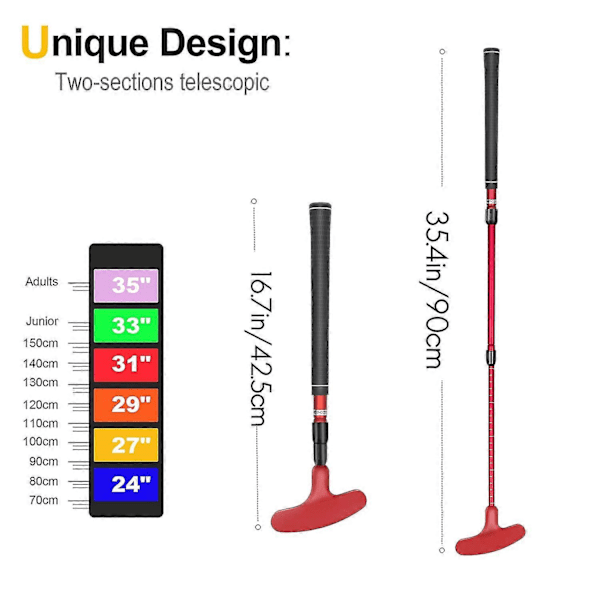 3-osainen sisäänvedettävä golfputteri vasen- ja oikeakätisille, golfharjoitteluvälineet kannettava matkaputteri