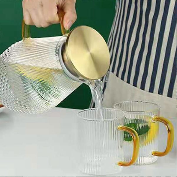 Kande, 1600 ml/54 oz vandkande, glaskande med låg, varmebestandig borosilikatglaskande