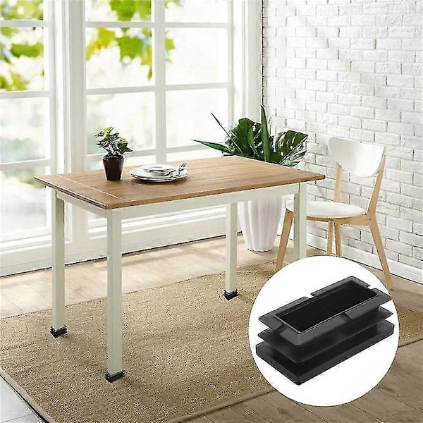 8 stk. sorte rektangulære plastik endestykker 20 mm x 40 mm