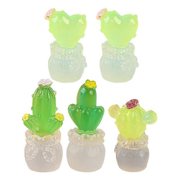 5 st Miniatyrkaktus Realistisk Resin Växtmodell Resin Kaktus Hantverk Mikrolandskap Kaktus Blandad Stil