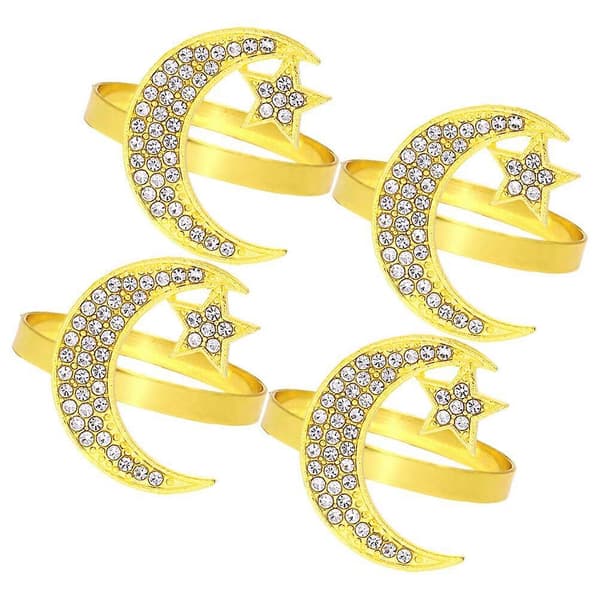 4 stk. Ramadan Metal Servietring Servietspænder Holder Metal Eid Mubarak Servietring Servietspænder