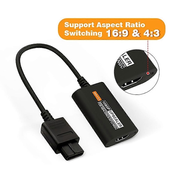-kompatibel Konverter For 64 N64/sfc/snes/ngc 1080p Oppskaleringsstøtte 4:3/16:9 Sideforholdsbryter