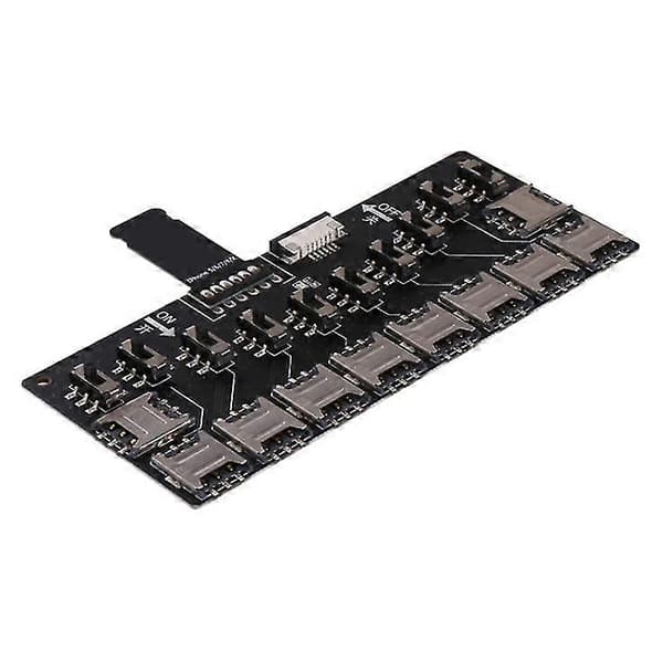 10-paikkainen adapteri Multi-Reader Mini Sim Nano ohjauskytkimellä iPhone 5/6/7/8/x:lle