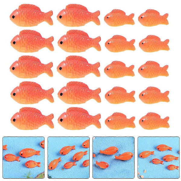 20 stk. Miniatyr Resin Rød Fisk Kunstig Resin Fisk Falsk Fisk Pynt Mikro Landskap Ornament
