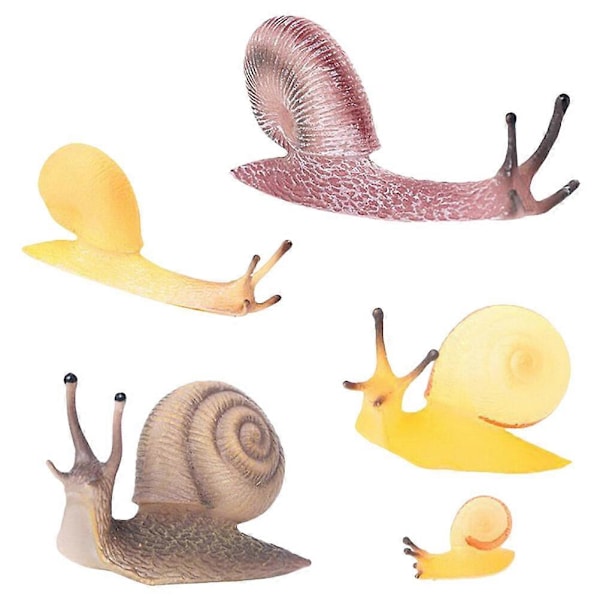 5 stk. Realistiske Simuleringssneglefigurer Sneglefigur Simuleringsdyrefigurer Leker for barn
