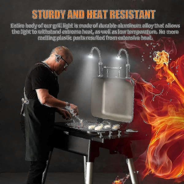 2 stk. Grilllys, Magnetisk Grilllampe BBQ Lys Sæt Udendørs Grilllys