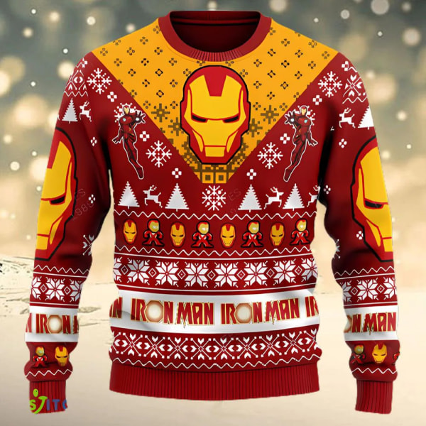 Iloista Joulua Ruma Collegepaita Iron Man -neule 3D-kuvioinen Vaatteet Toppi 2024 Uusi Rento Syksy Talvi Miehet Naiset Villapaita style 1 4XL
