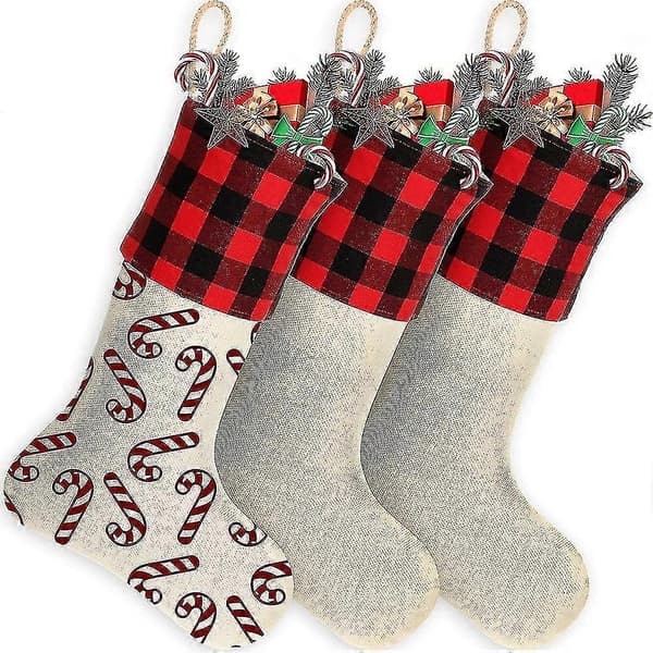 3 stycken sublimeringsjulstrumpor i säckväv för julpyssel