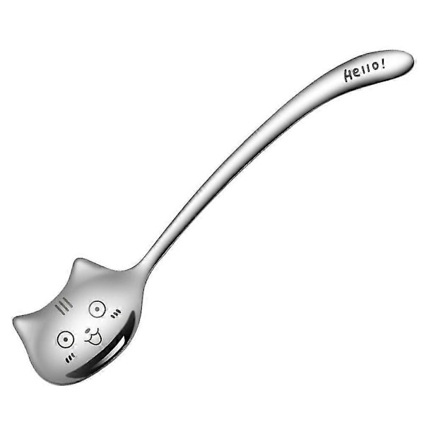 4 stk. Teskjeer for Kaffe Lang Hale Kaffeskje Lang Håndtaksskje 304 Rustfritt Stål Bestikk