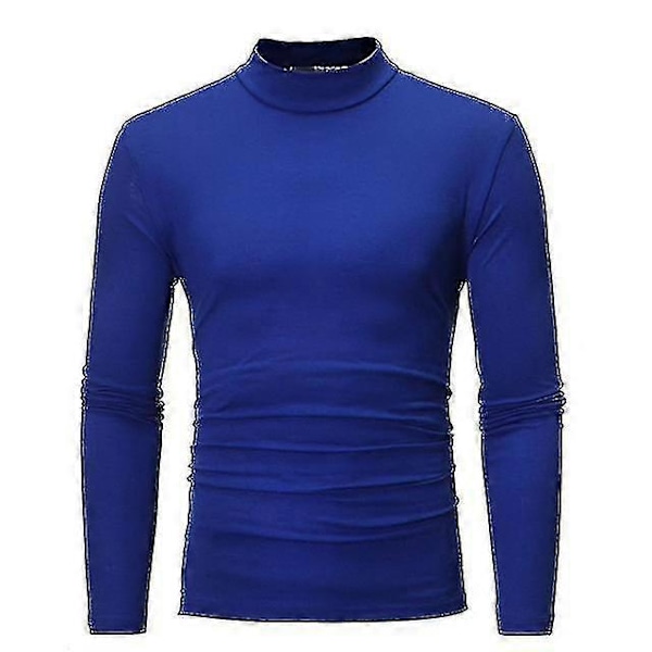 Vinter Varm Halvhög Krage Mode Termiskt Underställ Herr Mock Neck Basic T-shirt Blus Pullover Långärmad Topp s202412121441 Blue M
