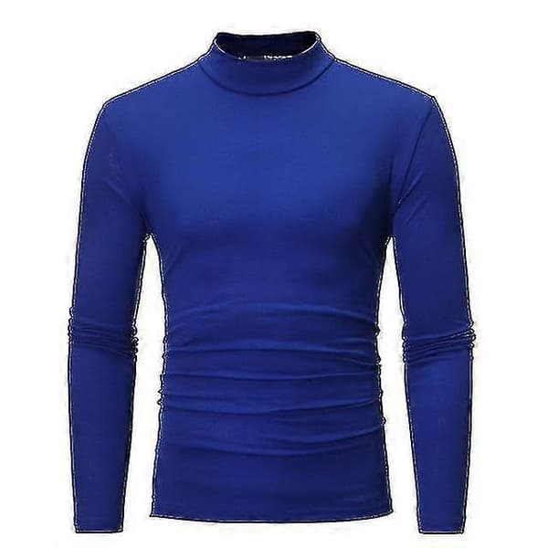 Vinter Varm Halvhøj Krave Mode Termisk Undertøj Mænd Mock Neck Basic T-shirt Bluse Pullover Langærmet Top s202412121441 Blue M