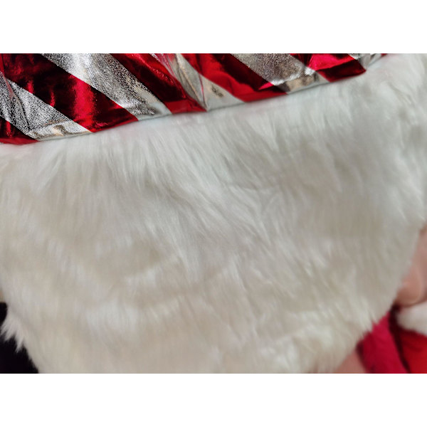 3 st/set Juldräkt för damer med huva Vinter Sammet Randig Jultomte Cosplay Kostymer L
