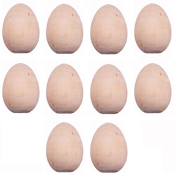 10 stk. Påske DIY Tre Eggpynt Tegne Eggrekvisitter for Barn Graffiti Egg
