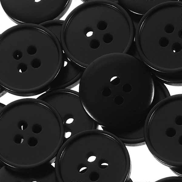 100 kpl Nelireikäiset Klassiset Pyöreät Napit Käsityöasusteisiin Ompelutyökalut Hartsinapit Käsityöt Askartelu DIY Tarvikkeet (Musta, 18mm)