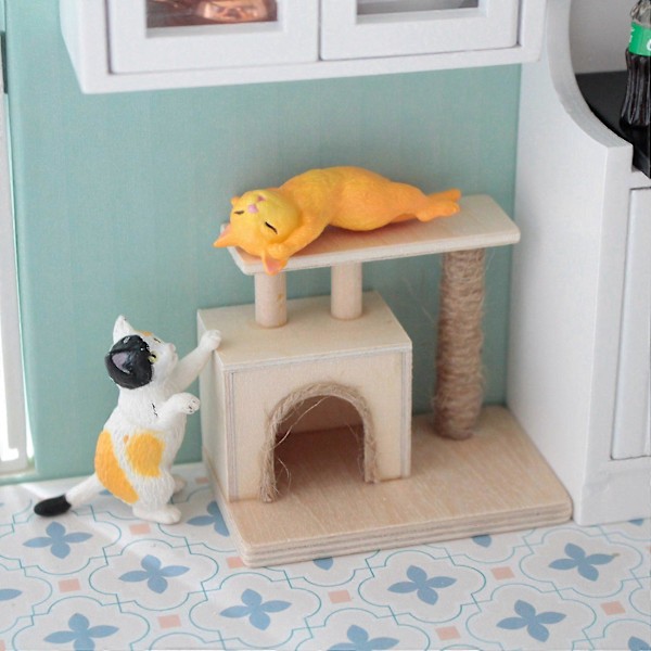 1:12 Mini Moderne Træ Skrabepæl Miniaturer Møbler Dukkehus Kæledyr Træ Skrabepæl