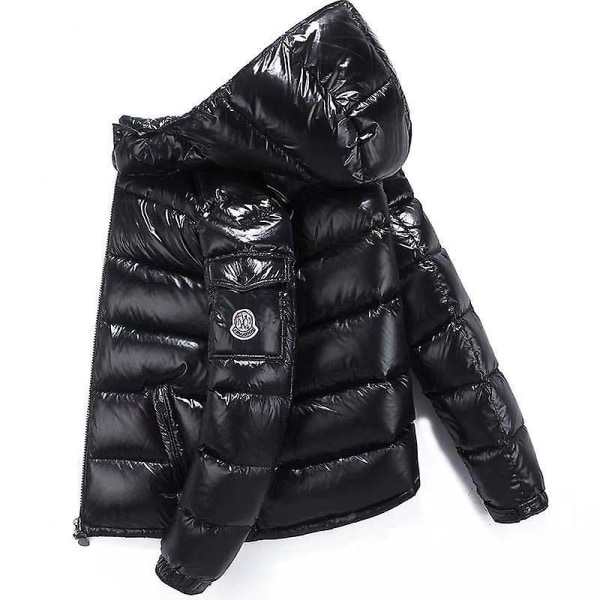 Kort dunjakke til mænd og kvinder, tyk hætte, løs koreansk stil til par Black XXL