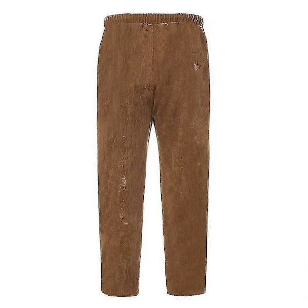 Herre Cordfløyel Cord Look Rett Bukser Casual Baggy Bukser Brown M