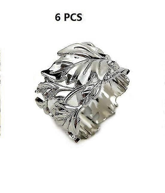Servettringar Silverblad, Set om 6, Vintage Servettringar