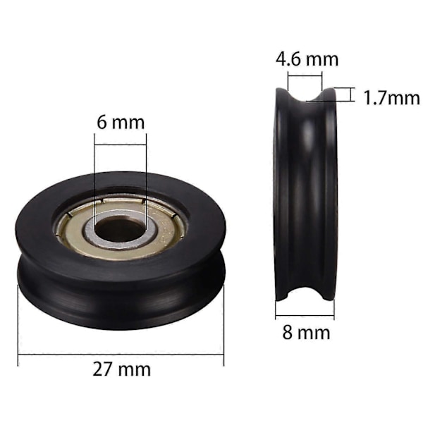 5 stk. Plast Innstøpt 626zz Vindusdørhjul U-spor Guide Trinse 6278mm Kulelager For 3d Prin