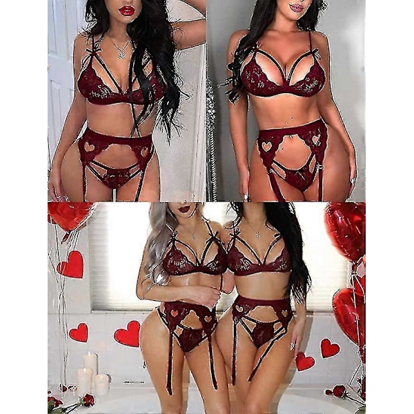 Damunderkläder Axelbandslös Frontspänne Lyft-BH, Trådlös Halkfri Osynlig Push Up Bandeau Wine Red M