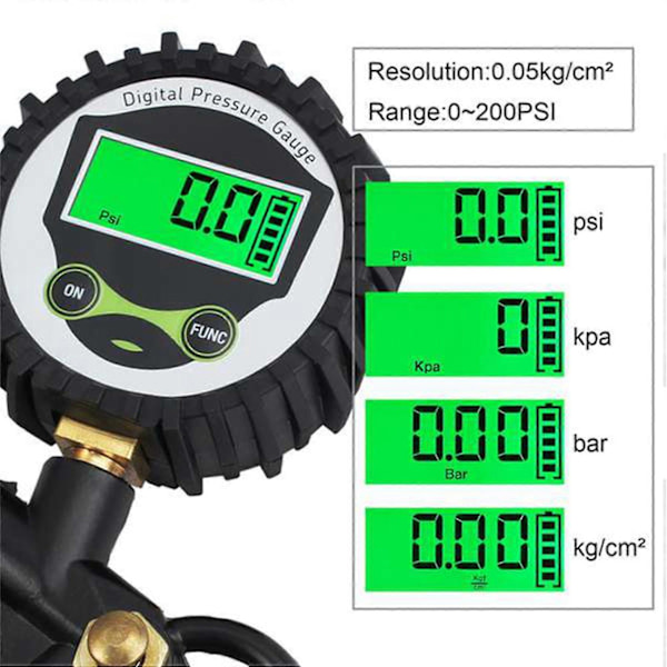 Bil EU Däcktrycksmätare Inflator Display LED Digital Fordonsdäck Testare Manometer