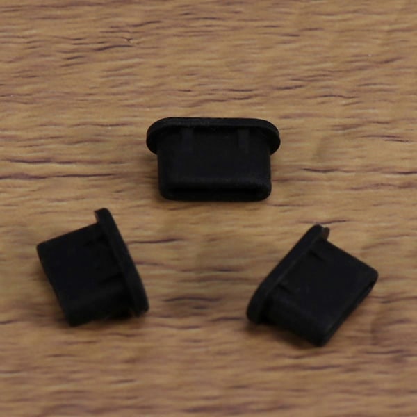 10 Par USB Type C Hunn og Hann Anti-Støv Beskyttelsesdeksel Propp Beskyttere (Svart)