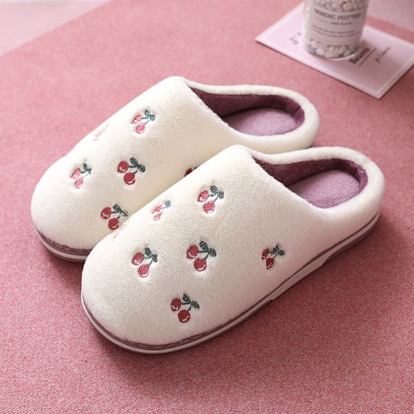 Søte Frukt Tøfler til Dame Myke Varme Sklisikre Gummisåle Tøfler Kreative Gaver Plattform Sandaler Pels Slides Romsko Watermelon Red 40-41