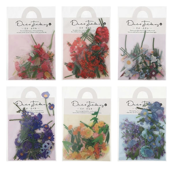 6 pakker Vintage Plante Scrapbook Klistremerker Chic Dekorative Klistremerker for Scrapbook