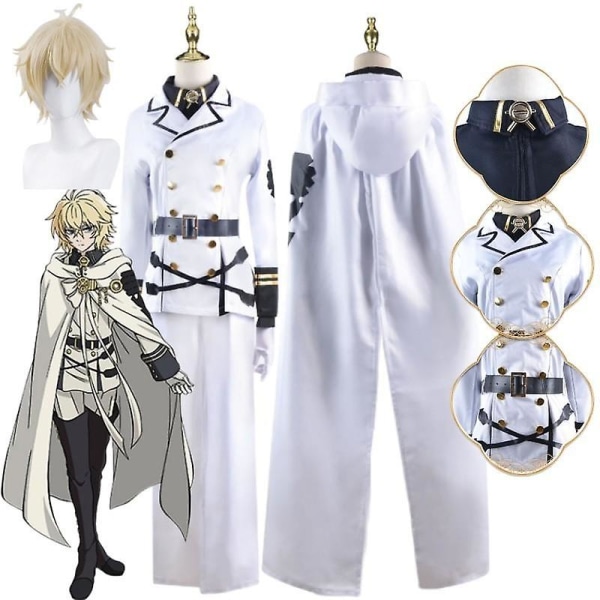 Anime Seraph Of The End Mikaela Hyakuya Cosplay Halloween Carnival Uniform Med Peruk Full Set Kostymer Costumes with wigs XL