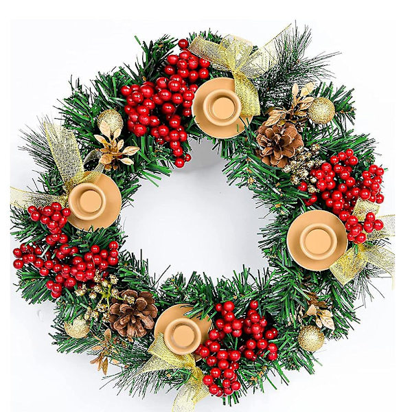 Joulun Adventtiseppele 12-tuumainen Adventtikynttilänjalka Keinotekoinen Jouluseppele Nauhalla Berries