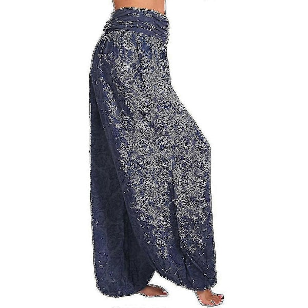 Naisten Boho Paiey Gypsy Harem Housut Ali Baba Jooga Palazzo Löysät Hippihousut Bloomersit Smokkivyötäröllä Royal Blue M