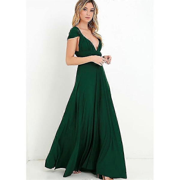 Kvinners Aften Multi Way Wrap Brudepike Formell Lang Maxi Kjole Ysm2035 Green L
