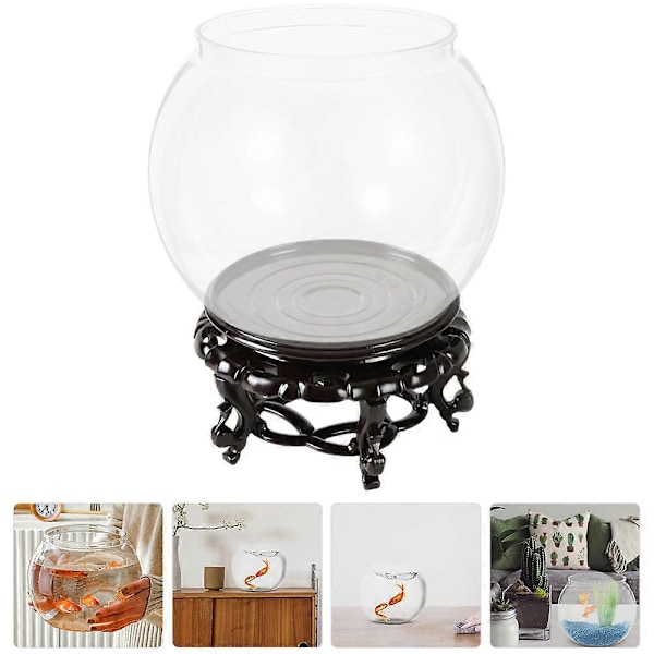1 Set Klar Fiskskål Skrivbord Litet Akvarium Skrivbord Sköldpaddstank Skrivbord Fisk Tank med Bas