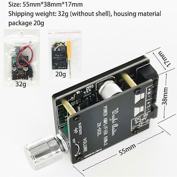 -502l 2x50w Bluetooth 5.0 Förstärkarkort Digital Audio Hifi Stereo Kanal Klass D Förstärkare Utan Skydd