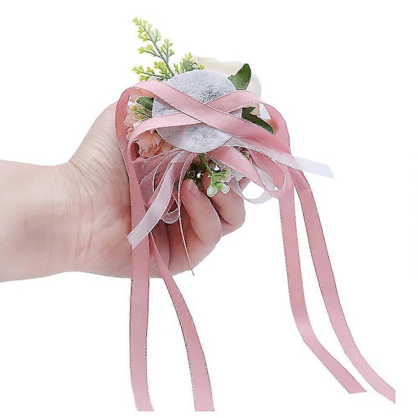 2-delt blomsterarmbåndsett, kunstig nellikarmbåndsett for brud og brudgom (rødt)
