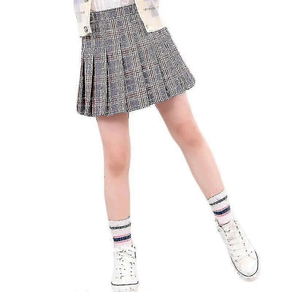 Børne Nederdel Piger Skotskternet Aktiv Skole 7-13 År Vinter Sort Pink Lysegrå Light Grey 4-5 Years(120cm)