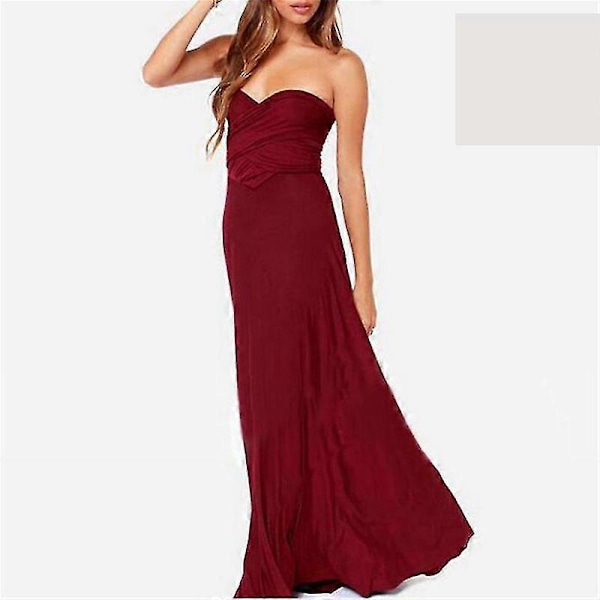 Kvinnors Afton Multi Way Wrap Brudtärna Formell Lång Maxiklänning Ysm2035 Wine Red XL