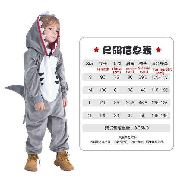 Toddler Barn Häst Kanin Hund Lejon Tiger Dinosaurie Kostymer Pojkar Flickor Lamm Får Tecknad Djur Jumpsuits Halloween Purim shark XL