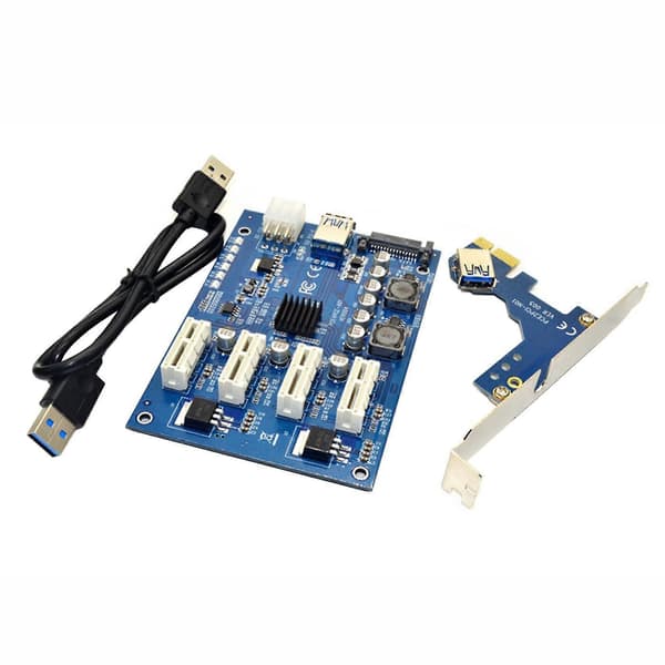 Udvidelsessæt Pci-e X1 Til 4pci-e X16 1 Til 4 Port Pci Express Switch Multiplier Hub Sata Usb Riser C
