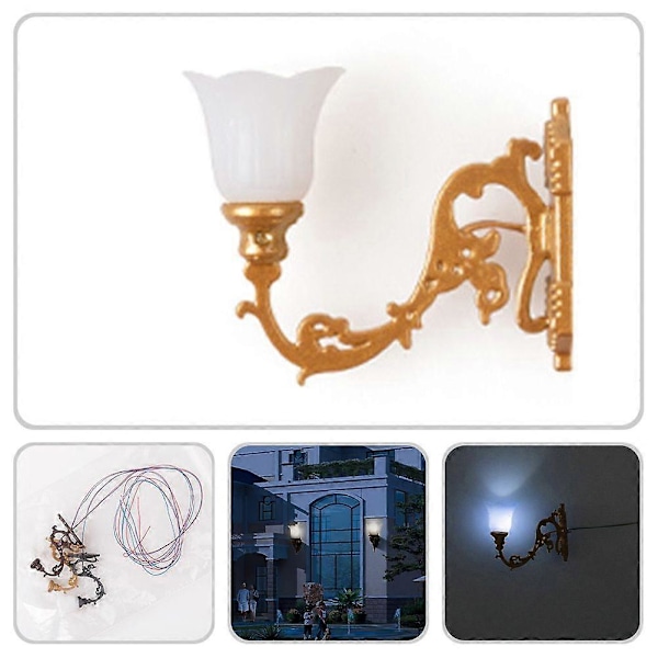 4 stk. Miniatyr Lampemodeller Kreative Mini Vegglamper Dekorative Mini Lys Foto Rekvisitter