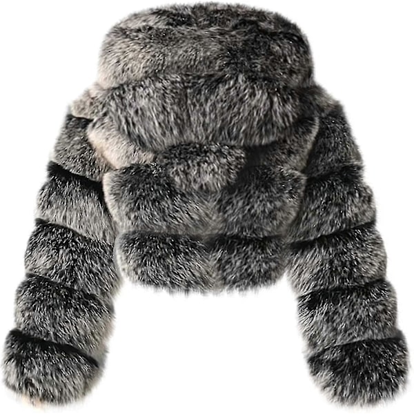 Tekoturkis Takki Naiset Hupulla Lyhyt Bubble Takki Fleece Lämmin Takki Naisten Takit 4X-Large Dark Gray