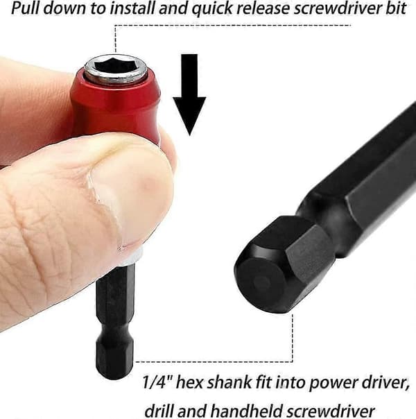 3-pak 1/4\" Hex Shank Quick Change Bit Holder til boremaskine, slagnøgle, 60 mm