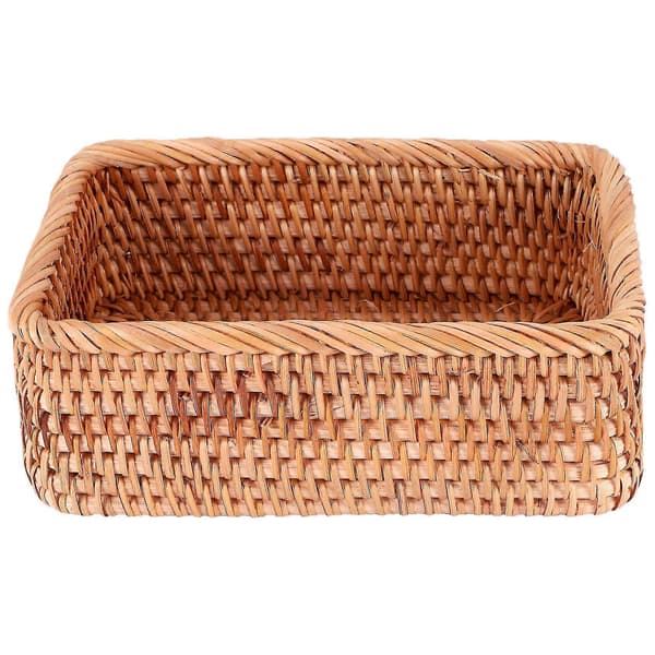 Vävd Rektangulär Korg i Wicker Frukt Te Bröd Picknick Box Kit Håll -