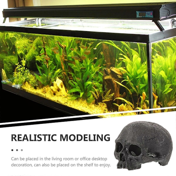 Akvarium Kranie Ornament Fisk Tank Resin Kranie Hule Dekoration Reptil Skjulested