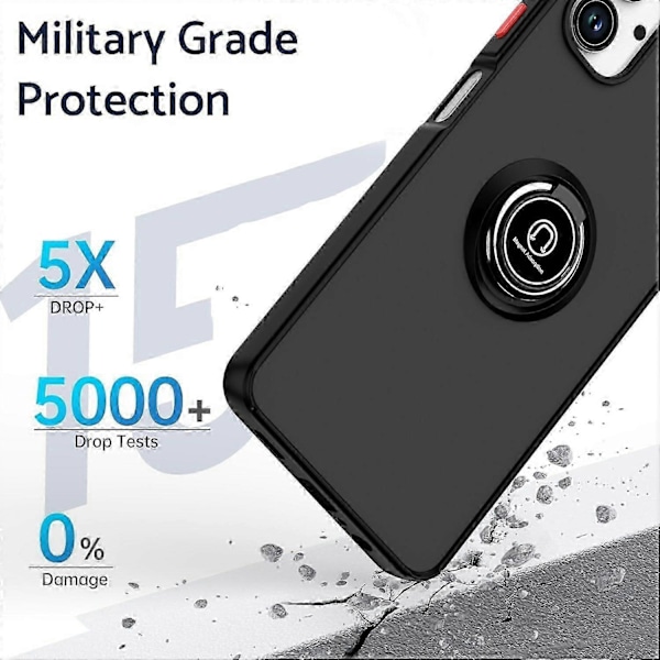Samsung Galaxy A06 -puhelimen kuori, jossa sormuspidike ja jalusta, TPU+akryylipuhelinkotelo - Musta Multicolor Style CGalaxy A06