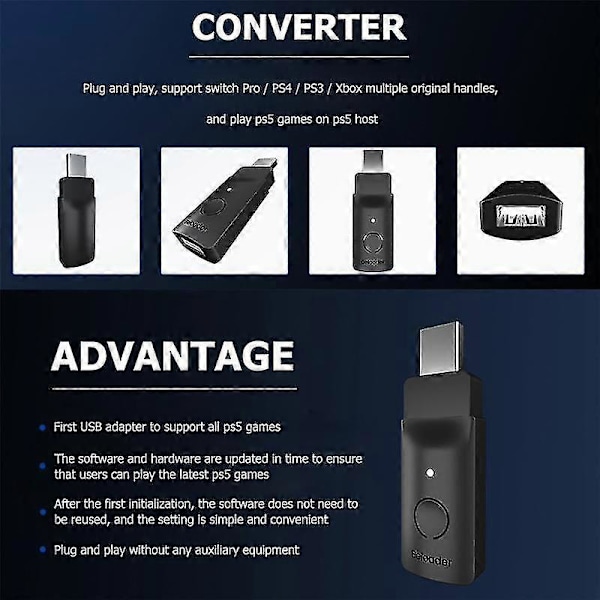For Alle Spillkontroller Tastatur Mus Konverter Bluetooth Adapter Gamepad Kobling Plug And Play