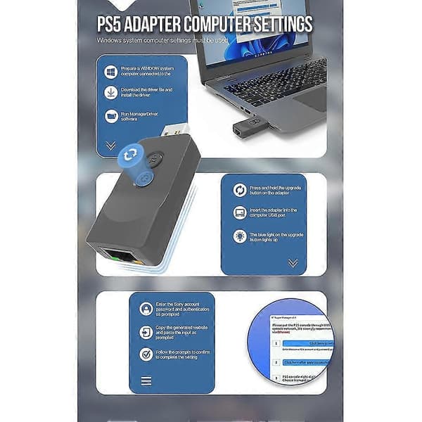 Trådløs kontrolleradapter for Switch/PC & Android Box, Bluetooth 5.0 kontrolleradapter støttes